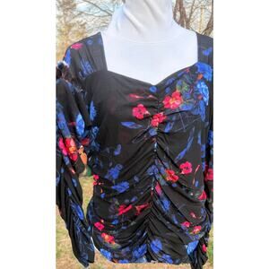 Black stretch floral long sleeve INC BNWT  PLUS SIZE  2XL